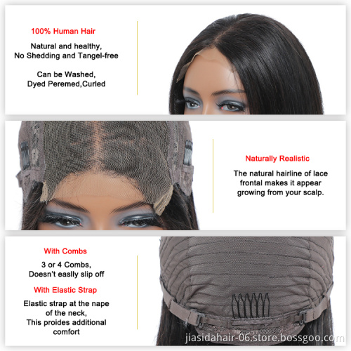 Lace Closure Brazilian Hair Haircut Short Straight Human Virgin Hair Half Machine Half Hand Tied 4x4 Bob Wig